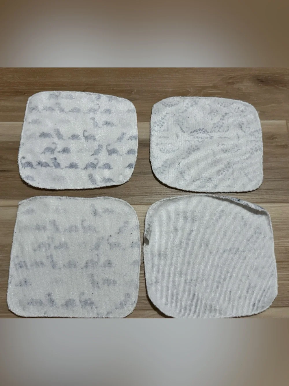 4 dinosaur print baby wash cloths